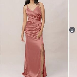 Revelry Rory Satin Maxi Dress in Desert Rose